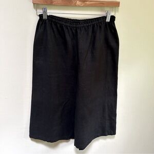 Fog Linen Work ~ Black Linen Wide Leg Cropped Palazzo Capris in OS (One Size)